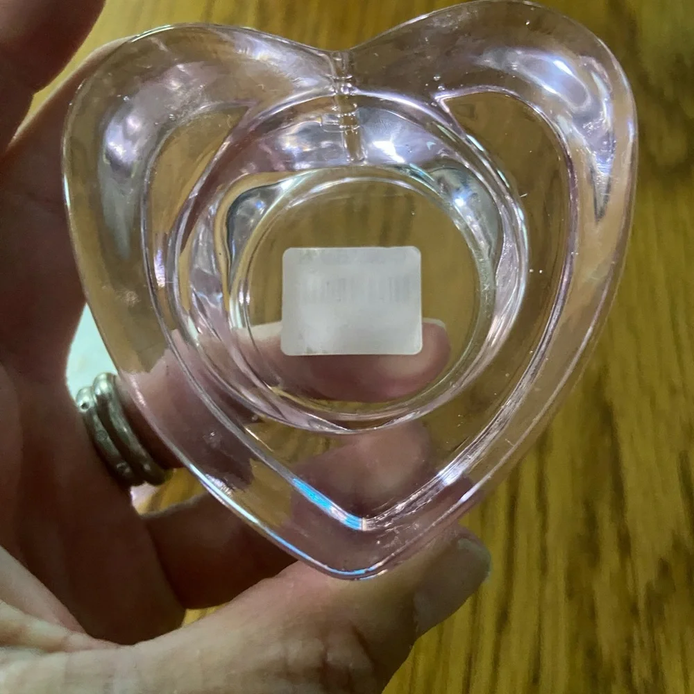 2 Crate&Barrel Pink Heart Glass Candle Holders